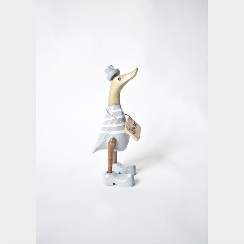 Stripe Grey bamboo duck, duck craft, duck decoration, bamboo craft, duck handmade, duck ornaments | Free Shipping